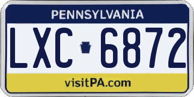PA license plate LXC6872