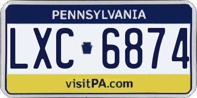 PA license plate LXC6874