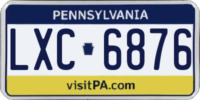 PA license plate LXC6876