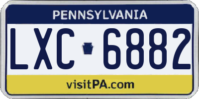 PA license plate LXC6882