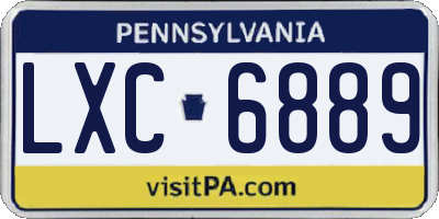 PA license plate LXC6889