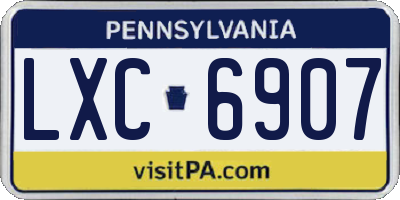 PA license plate LXC6907