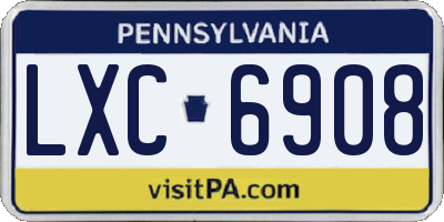 PA license plate LXC6908