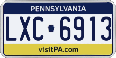 PA license plate LXC6913