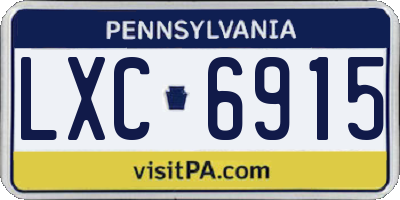 PA license plate LXC6915
