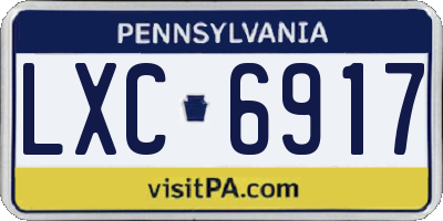 PA license plate LXC6917