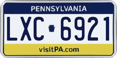 PA license plate LXC6921