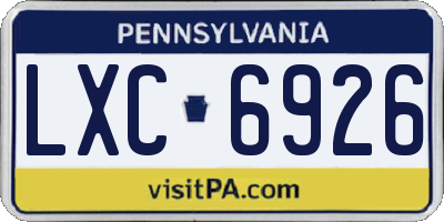 PA license plate LXC6926
