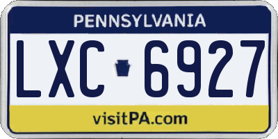 PA license plate LXC6927