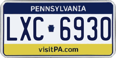 PA license plate LXC6930