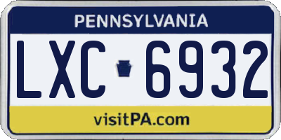 PA license plate LXC6932