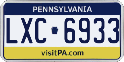 PA license plate LXC6933