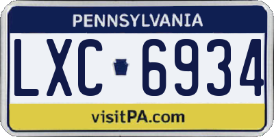PA license plate LXC6934