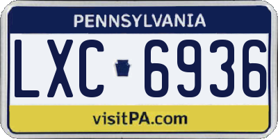 PA license plate LXC6936