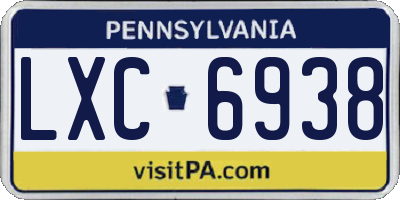 PA license plate LXC6938