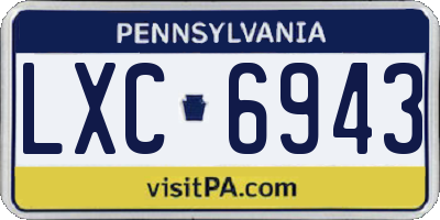 PA license plate LXC6943