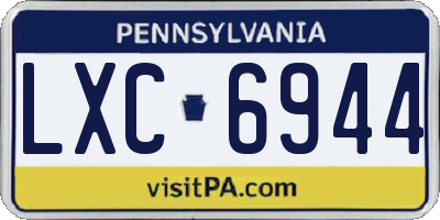 PA license plate LXC6944