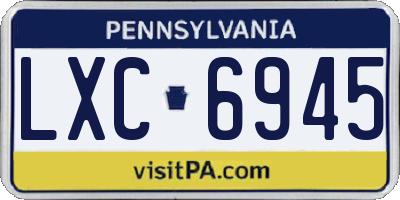 PA license plate LXC6945