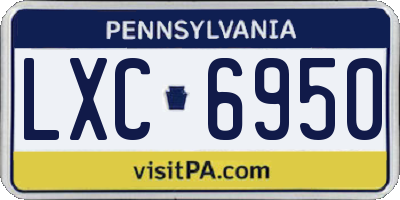 PA license plate LXC6950