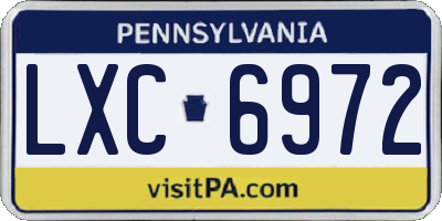 PA license plate LXC6972
