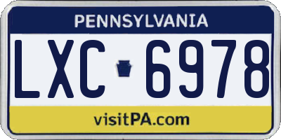 PA license plate LXC6978