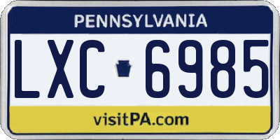 PA license plate LXC6985