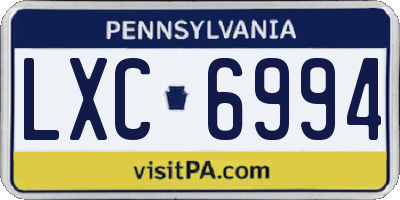 PA license plate LXC6994