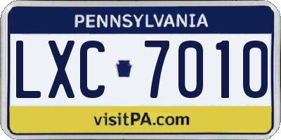 PA license plate LXC7010