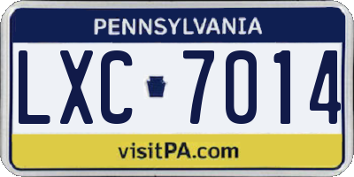 PA license plate LXC7014