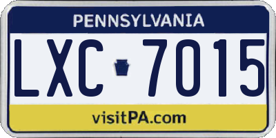 PA license plate LXC7015