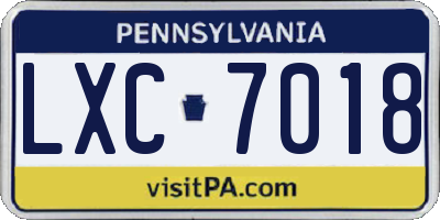 PA license plate LXC7018