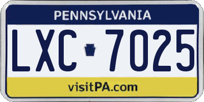 PA license plate LXC7025