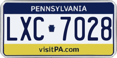 PA license plate LXC7028