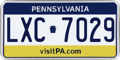 PA license plate LXC7029