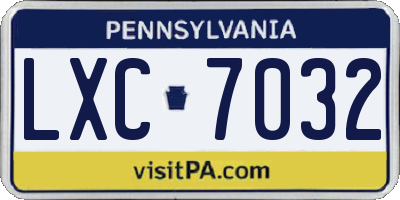 PA license plate LXC7032