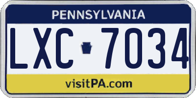 PA license plate LXC7034