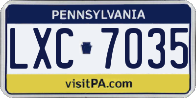 PA license plate LXC7035
