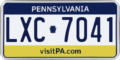 PA license plate LXC7041