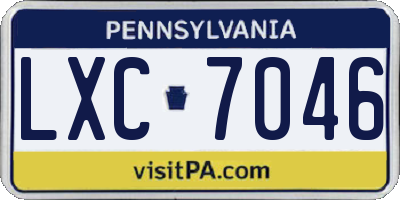 PA license plate LXC7046