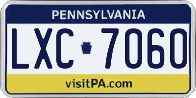 PA license plate LXC7060