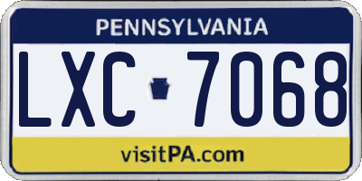 PA license plate LXC7068