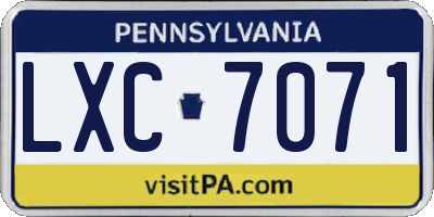 PA license plate LXC7071
