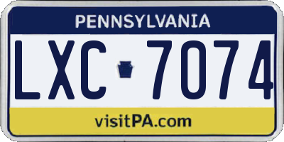 PA license plate LXC7074