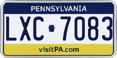 PA license plate LXC7083