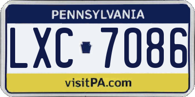 PA license plate LXC7086