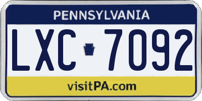 PA license plate LXC7092