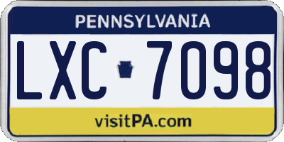 PA license plate LXC7098