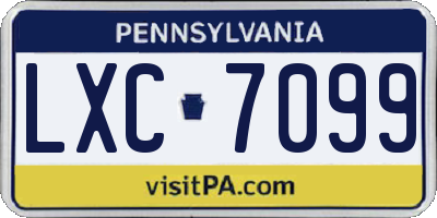 PA license plate LXC7099