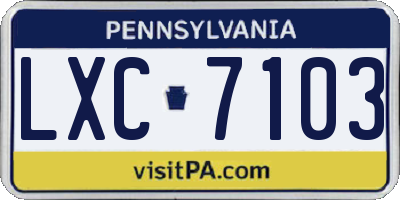 PA license plate LXC7103