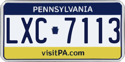 PA license plate LXC7113